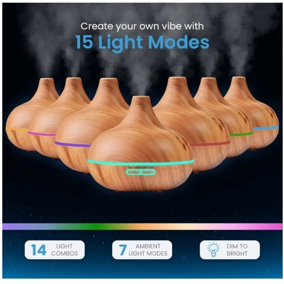 Pure Daily Care Aromatherapy Diffuser Woodgrain LED Light with 10 Essential Oils - Picture 11 of 13